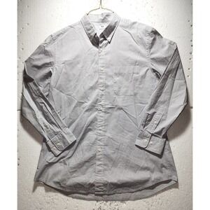Uniqlo Shirt Men XL Gray Button Down Micro Check Long Sleeve‎ Collared